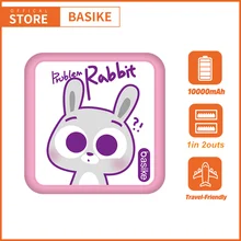 BASIKE PI51AX Mini Power Bank 10000mAh Portable Powerbank Cute Rabbit External Battery Pink Poverbank Spare Battery for Phone