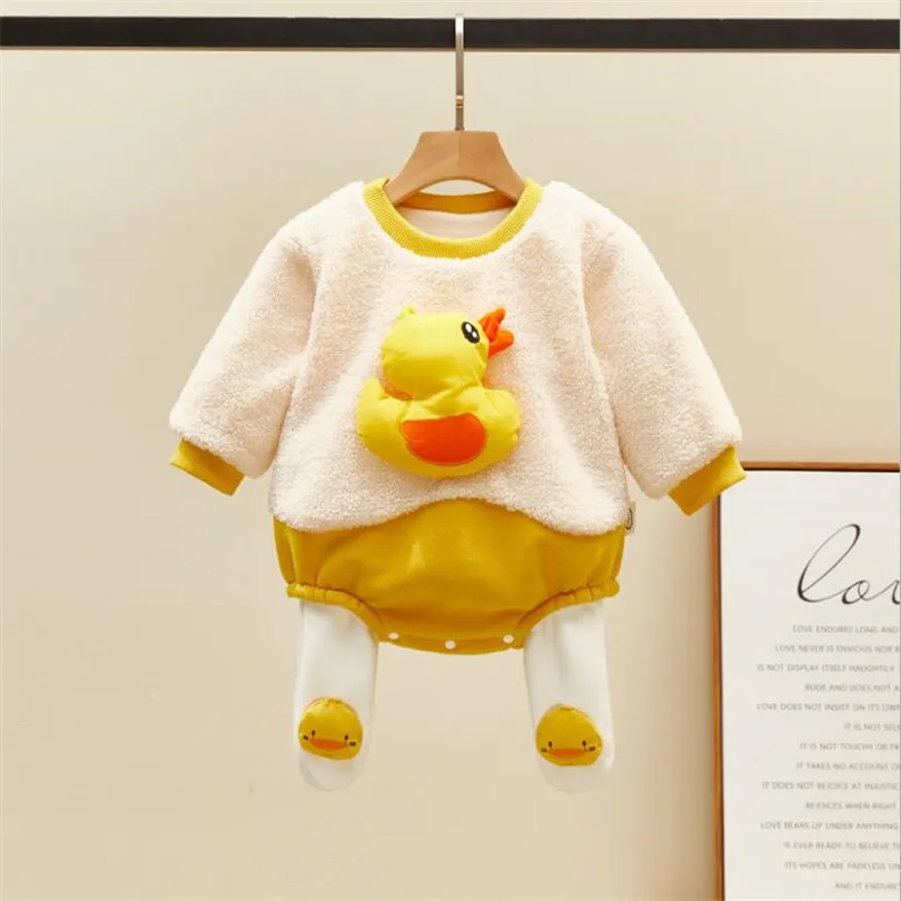 Зимняя детская одежда комплект одежды для новорожденных плотный теплый наряд