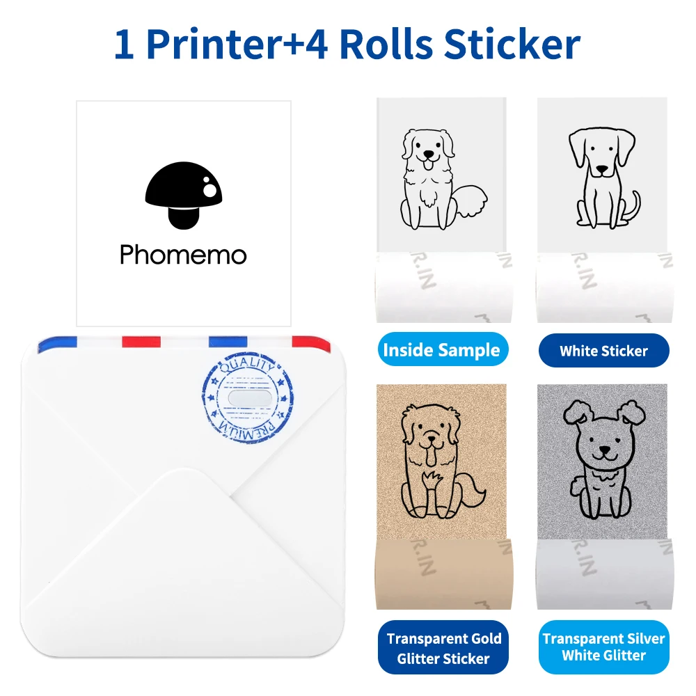 Phomemo печать фотографий Inkless M02S беспроводной карманный принтер 300 точек/дюйм