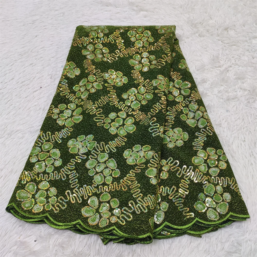 Африканская бархатная кружевная ткань вышитая блестками 5 ярдов/штука