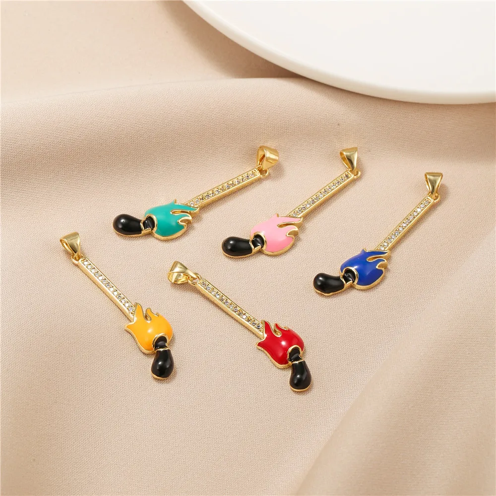 

1Pcs Enamel Gold Color Guitar Music Charm Pendant for Jewerly DIY Making Bracelet Women Necklace Copper CZ Accessories Findings