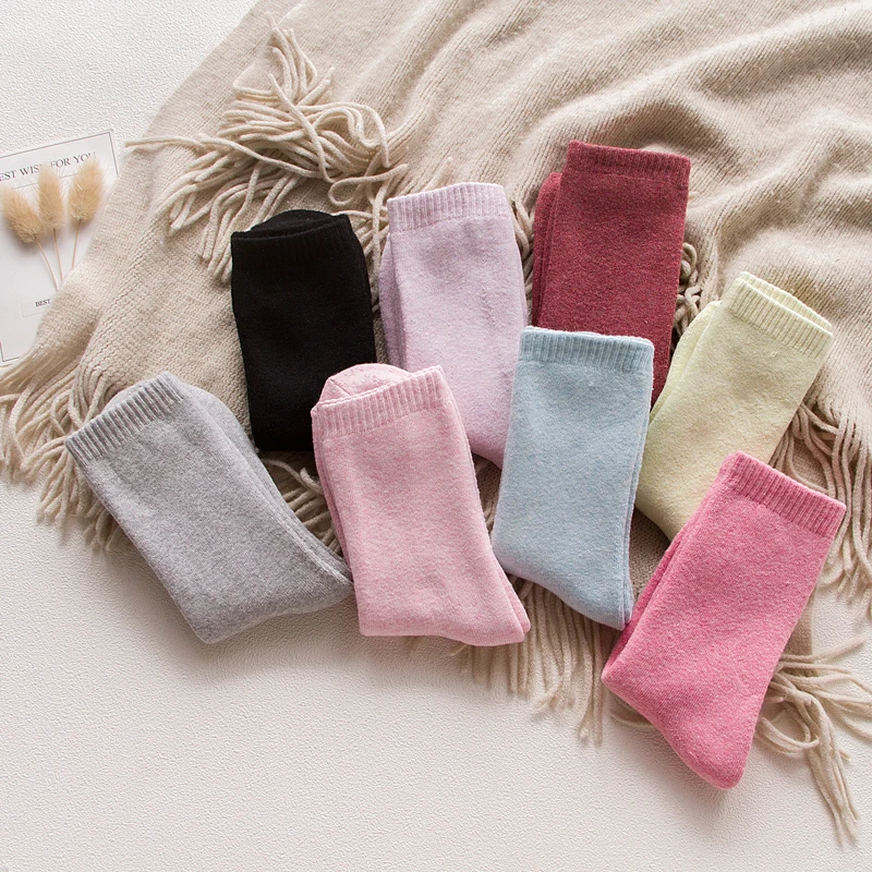 12Pcs/6Pair Hot Selling Women Cotton Socks Simple Solid Color High Quality Autumn Winter Warm Socks Chistmas Gift for Friend