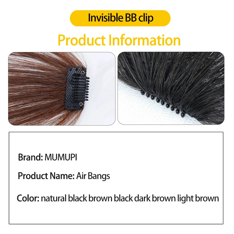MUMUPI короткое спереди и длинное воздушный челка на заколках короткая наращивание
