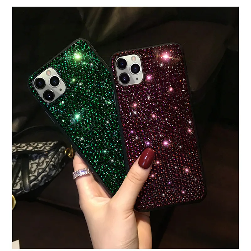 Модный черный мягкий чехол с блестящими стразами для iPhone 11 Pro XS Max XR X 8 7 6 6S Plus SE 2020