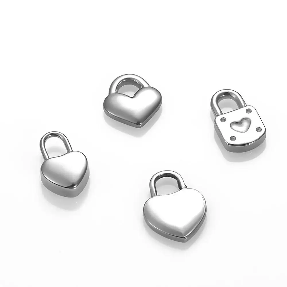 10 шт./лот новые модные подвески с замком в виде сердца из нержавеющей стали