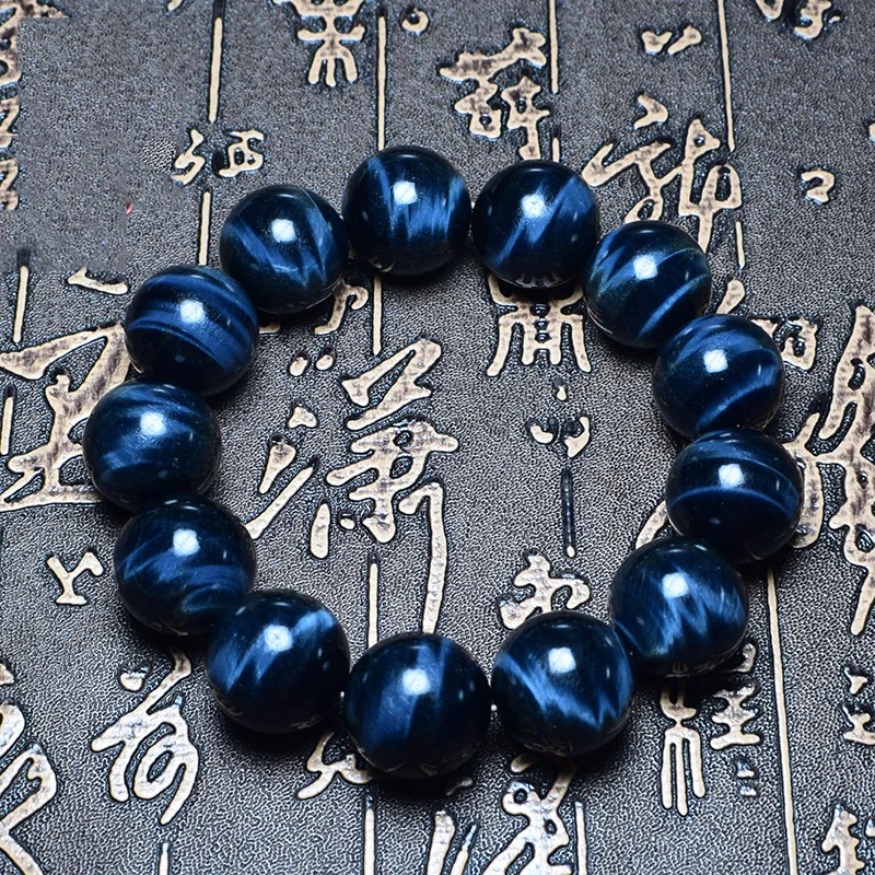 Натуральный Синий тигровый глаз браслет для мужчин и женщин Круглый с бусинами