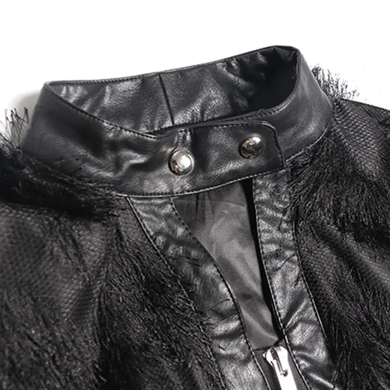 XITAO Tide Лоскутная искусственная кожа с кисточками пальто модного размера плюс