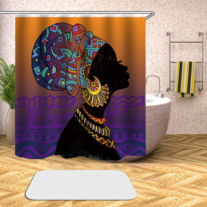 Приключения из Африканской женщины 3D печати Душ Шторы полиэстер Ткань