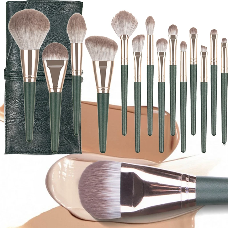 Инструменты для макияжа 14 шт. кисти с пластиковой ручкой мягкая щетина набор