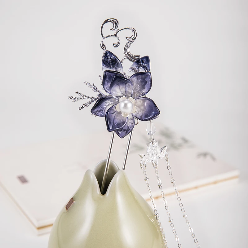 Заколка для волос с кисточками и лотосом ханьфу канзаши | Тематическая одежда