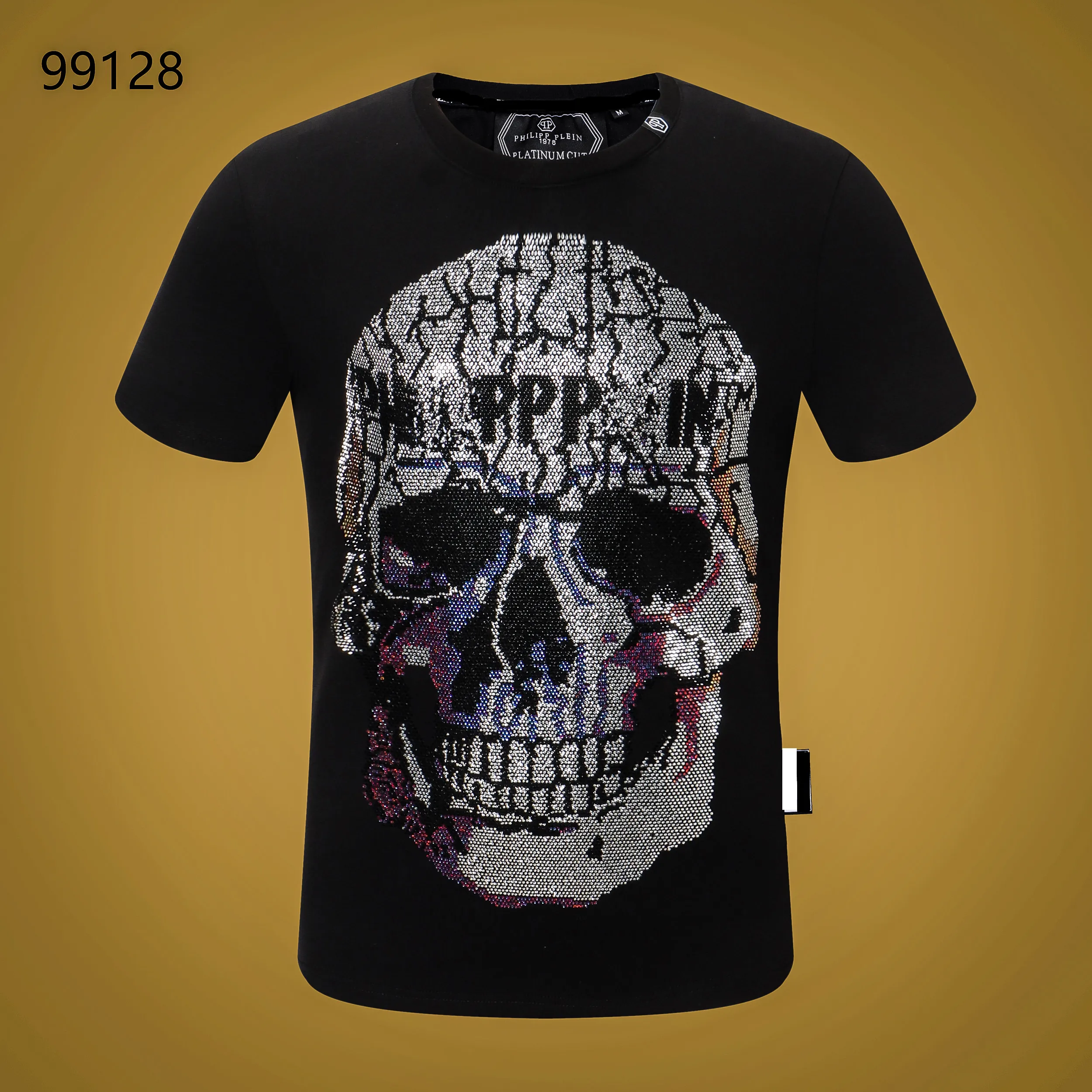

2021 PP Men T-Shirt Skull Fashion Round Neck Short-Sleeved Sports Tops Plein Cotton High Quality