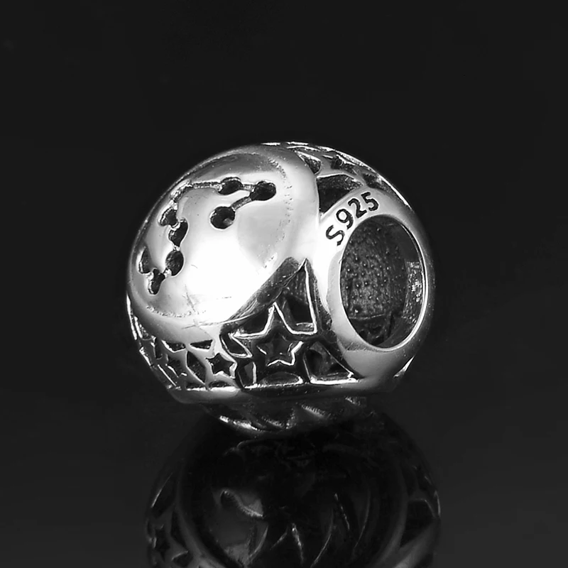 Полые модные 12 созвездий Leo серебряные бусины 925 пробы аксессуары подходят к