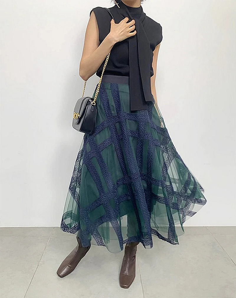 Осень-зима 2020 японский новый продукт универсальная кружевная сетчатая юбка с