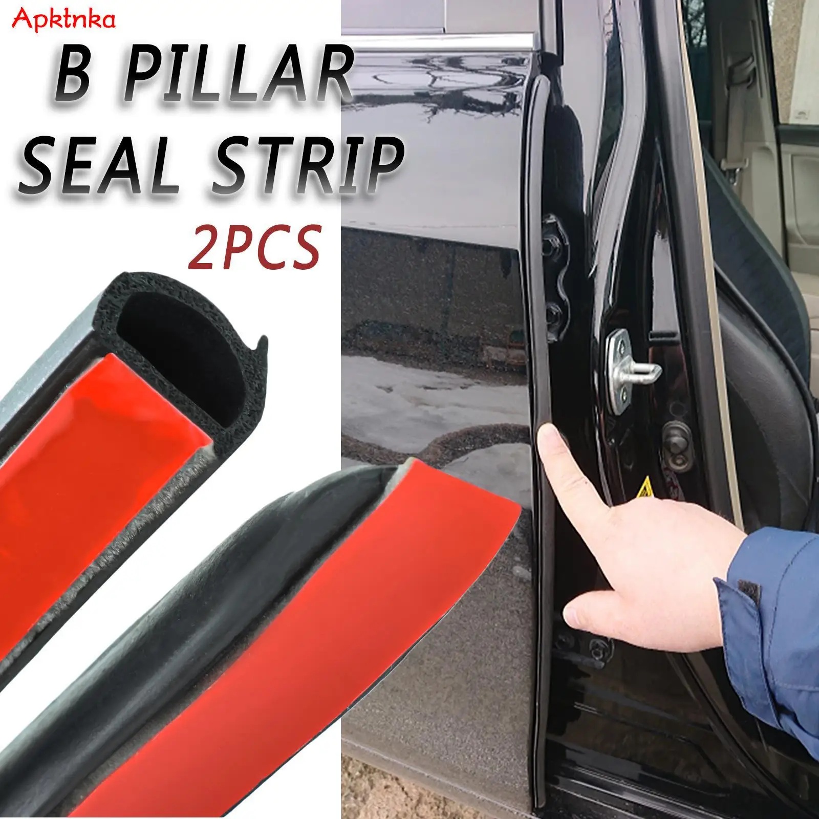 

2Pcs Universal Car Door Rubber Seal Strips Double Layer Sealing Stickers B Pillar Protection Sealant Strip Weather Strip 31" New