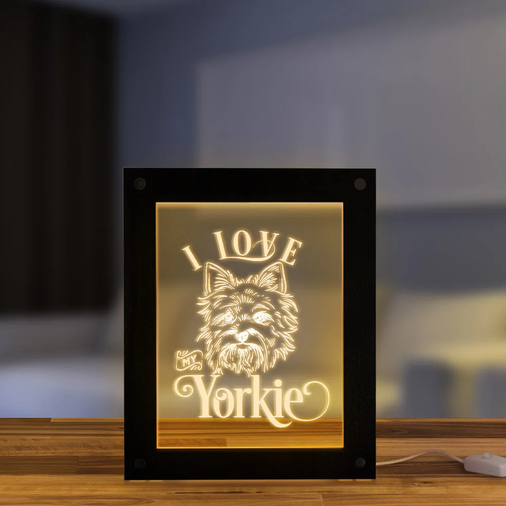 I Love My jorkie Puppy Dog Portrait светодиодный освещение рамка для фото под заказ
