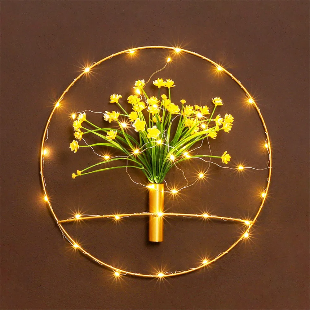 

1pcs Ins Nordic Light Luxury Iron Wall Hanging Creative Home Living Room Sofa Background Flower Vase Wall Decoration Pendant