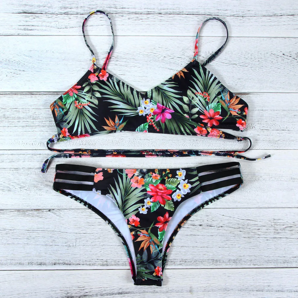 

2020 Women's Swimming Suit Sexy Bikini Swimsuit 2019 Swimwear Women Bohemia Push-Up Padded Bra Beach Bikini Set Swimsuit