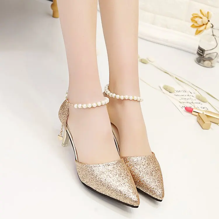 Сезон весна лето Элегантные женские повседневные сандалии на каблуке рюмочка с