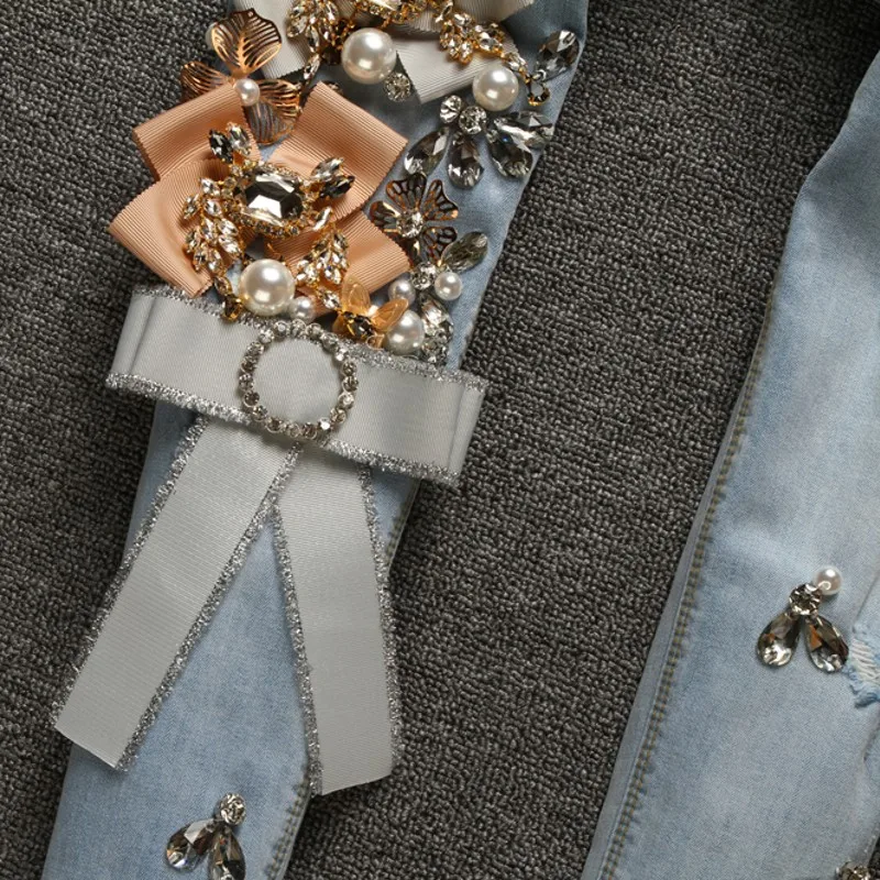 Европейские Новые Роскошные джинсы со стразами с украшениями под бриллианты