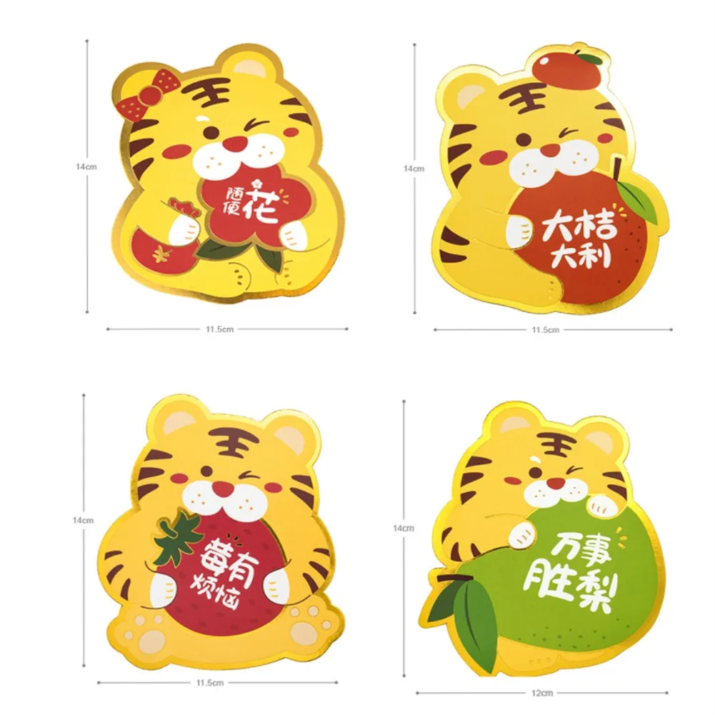 

3Pcs 2022 Chinese New Year Red Envelopes Cartoon Tiger Hongbao Spring Festival Money Pockets Wedding Lucky Packets Gift Bag