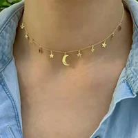fashion personality womens necklace creative retro simple metal star moon pendant clavicle necklace 2021 trend new party gift
