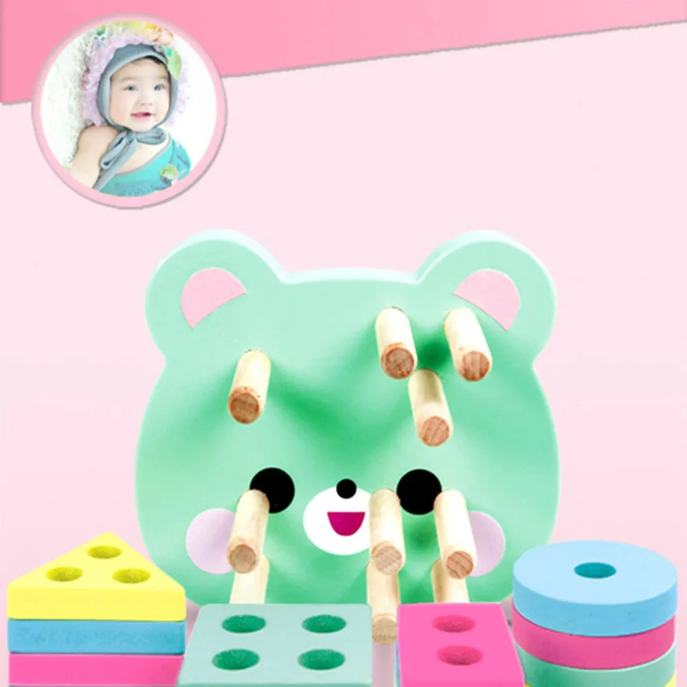 

Wooden Toys Geometric Shape Baby Toy Building Block Cognitive Match Montessori Material Children Early Education Block Kids Toys