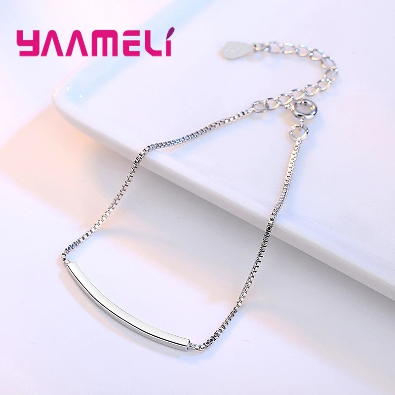 

Smooth Snake Chain Silver Bracelet Geometric Pattern Irregular Shape Wedding For Bridesmaid Bride