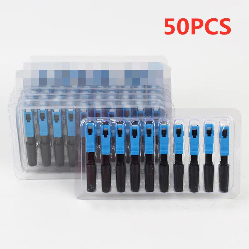 50pcs 100 шт. встроенный SC UPC волоконно-оптический Быстрый разъем FTTH одномодовый волоконно-оптический SC быстрый разъем SC адаптер полевой сборки - Color: 50pcs