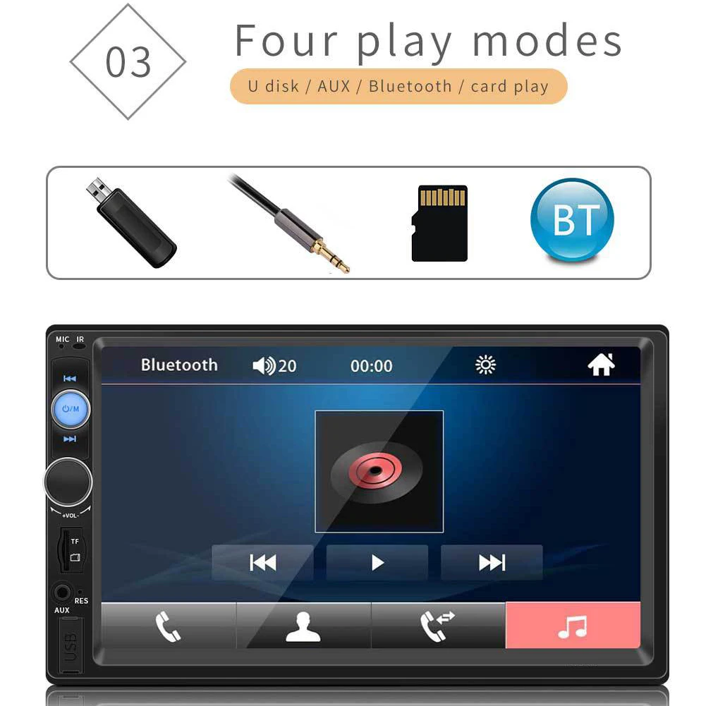 Универсальный 2 Din 7 дюймов Автомобильный Радио Центральный Multimidia MP5 с Bluetooth AUX FM Датчики парковки камера заднего вида для Toyota Ford