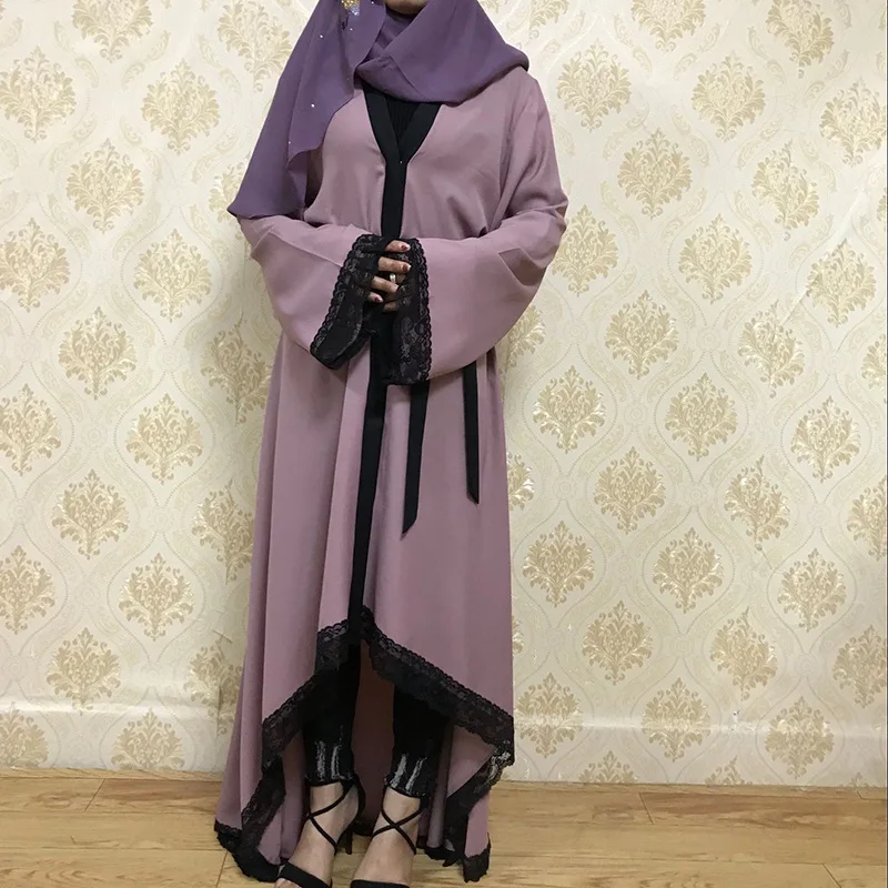 Турецкая мусульманская одежда кружевное платье асимметричный подол кафтан