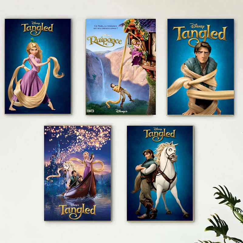 

Disney Anime Movie Tangled Rapunzel Anime Poster Prints Wall Art Pictures for Living Kids Room Decoration
