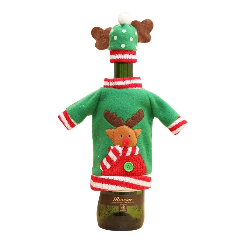 

Set of bottles of wine cartoon high quality, 1 unit, snowman decoration Santa Claus, I raised embroidery for decorations