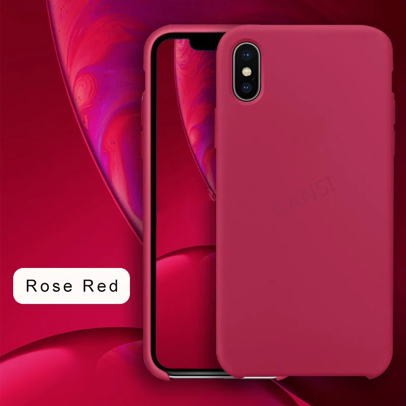 Rose red Официальный силиконовый чехол для iPhone 11 Pro MAX XR X Xs MAX чехол s для apple iPhone 7 8 Plus 6 6s 5 5S SE чехол с логотипом - Цвет: Rose red