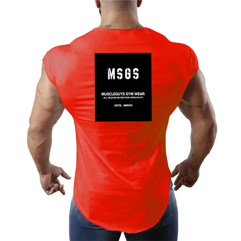 Летний мужской пляжный жилет для бега спортивный хлопковый занятий фитнесом без