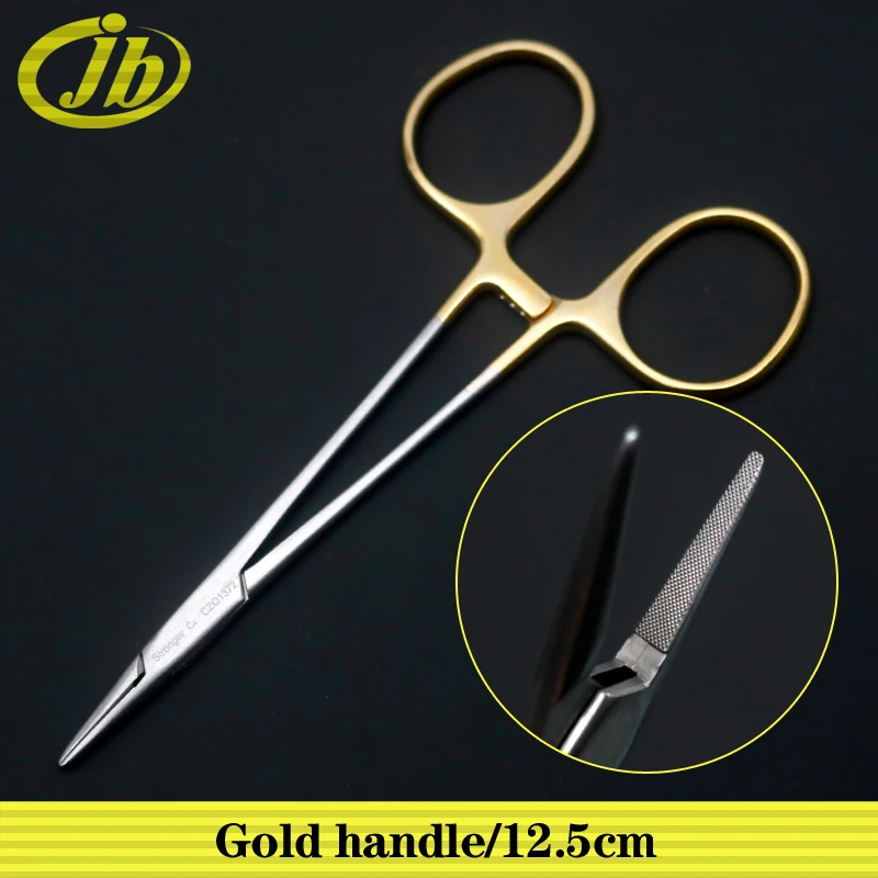 Needle holder stainless steel 12.5cm gold handle surgical operating instrument needle carrier