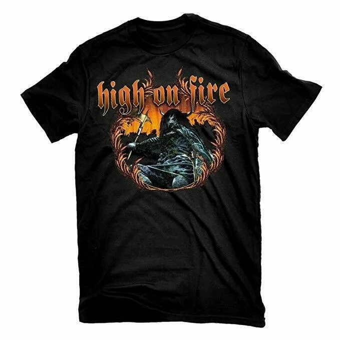 

Мужская хлопковая черная футболка K1083 с надписью High On Fire Band