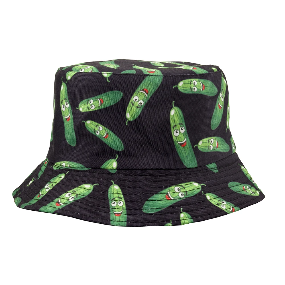 Двухсторонняя Рыбацкая шляпа с фруктами принтом в виде огурцов уличная яблока
