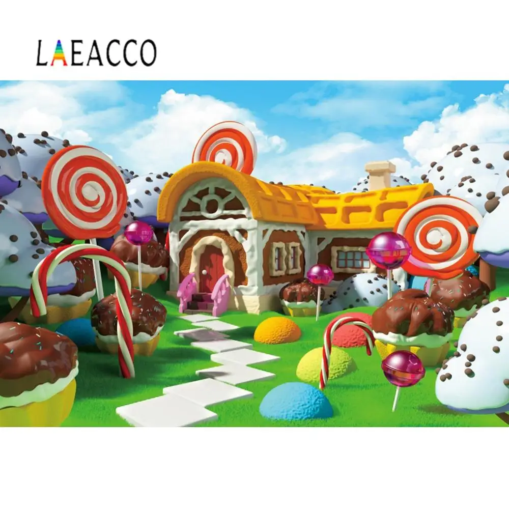 Laeacco Виниловый фон для фотосъемки Сказочная страна чудес конфеты десерт леденцы