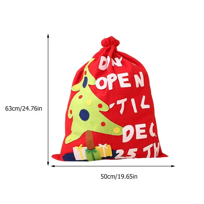 

Christmas Tree Letters Gift Bag Xmas Party Drawstring Storage Bag (Red)