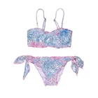 Детский раздельный купальник, летний топ с подтяжками и повязкой, с изображением русалки, треугольные Трусы-шорты