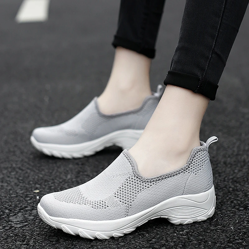

Spring Women Fashion Sneakers Shoes Autumn Flat Slip on Platform Tenis for Women Breathable Mesh Sock Sneakers Shoes All-match