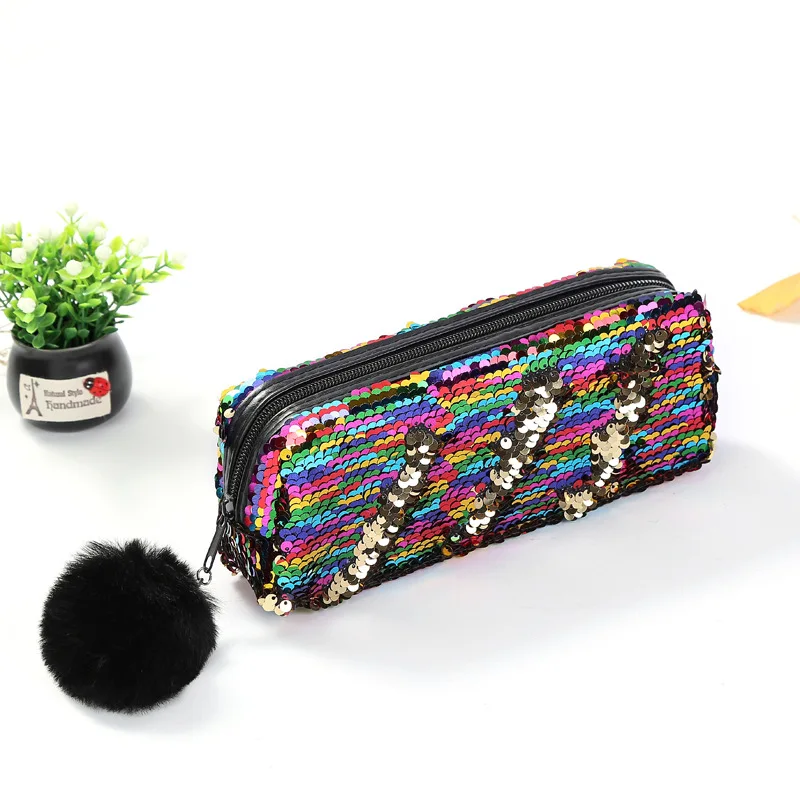 

11Color Option Reversible Sequin Pencil Case for Girls School Supplies Super Big Stationery Gift Magic Pencil Box Pencilcase