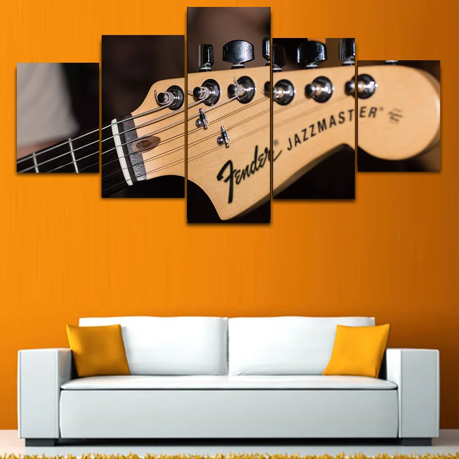 5 шт. фотографии бас гитара шеи принты плакаты музыка холст живопись на стене для