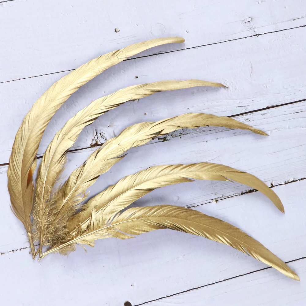 

Spray Gold Rooster Goose Feathers Wedding Jewelry Making Carnival Headdress Accessory Home Decoration High Quality Plumes Crafts