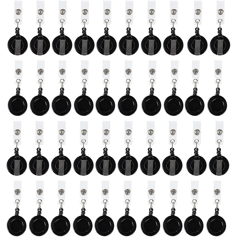 Retractable Badge Holder Reel 100-Count ID Card Holder Reel with Metal Belt Clip Key Ring for Id Name Card Keychain