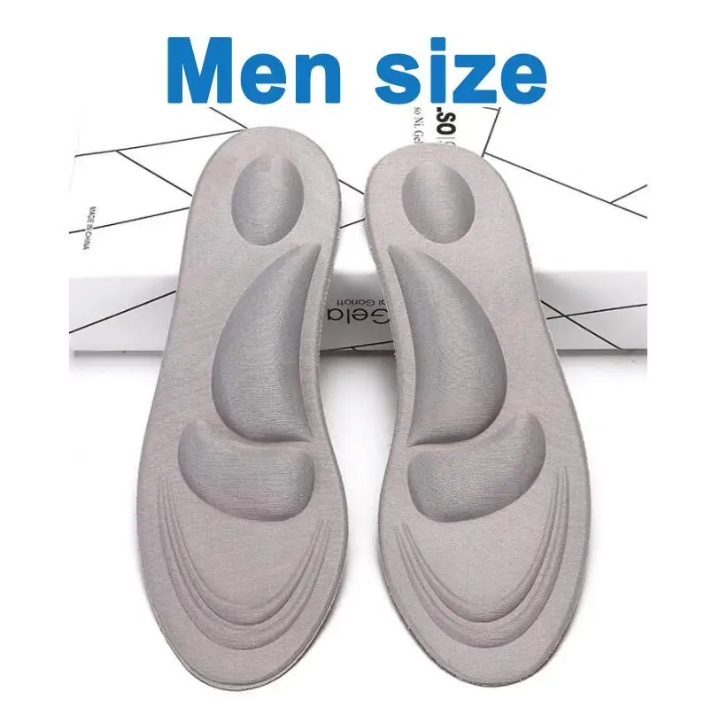 Male gray 4D уплотненные ортопедические стельки, плоскостопие, поддержка свода стопы, пена с эффектом памяти, Plantillas Fascitis, обувной коврик Semelles Confort Accessoire Chaussur - Цвет: Male gray