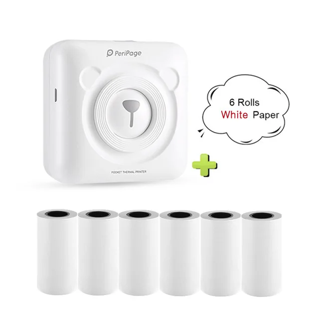 White-6-ROLLS White Портативный Термопринтер Bluetooth 58 мм Мини Беспроводной POS Тепловизионный Фото Принтер для Android IOS Мобильный Телефон GZM5804 - Цвет: White-6-ROLLS White