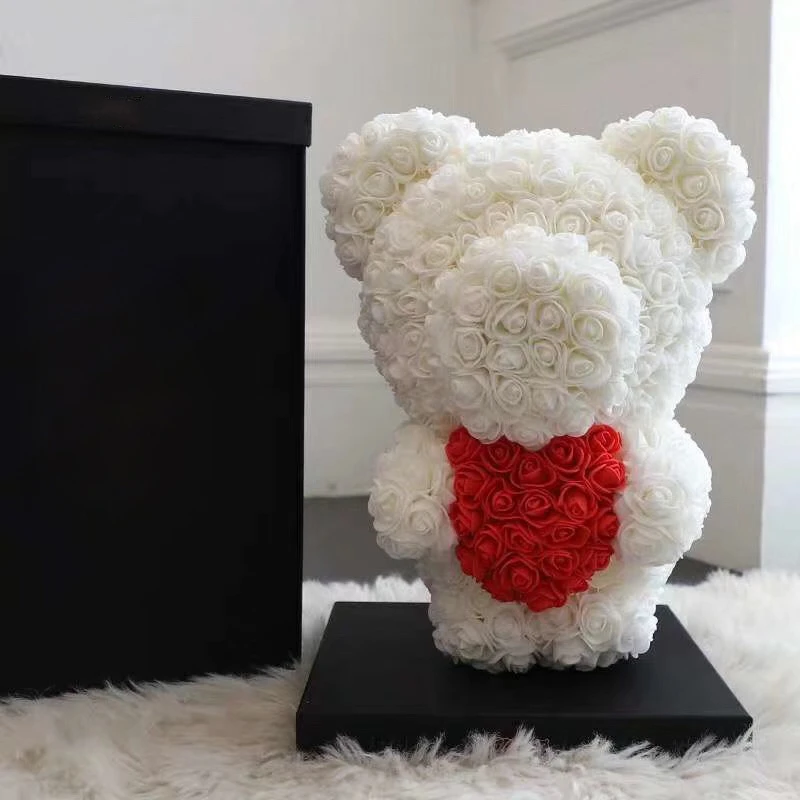 Большой медведь розы с коробкой Роскошная 3D мыльница плюшевый мишка Искусственный цветок розы новогодние подарки дропшиппинг
