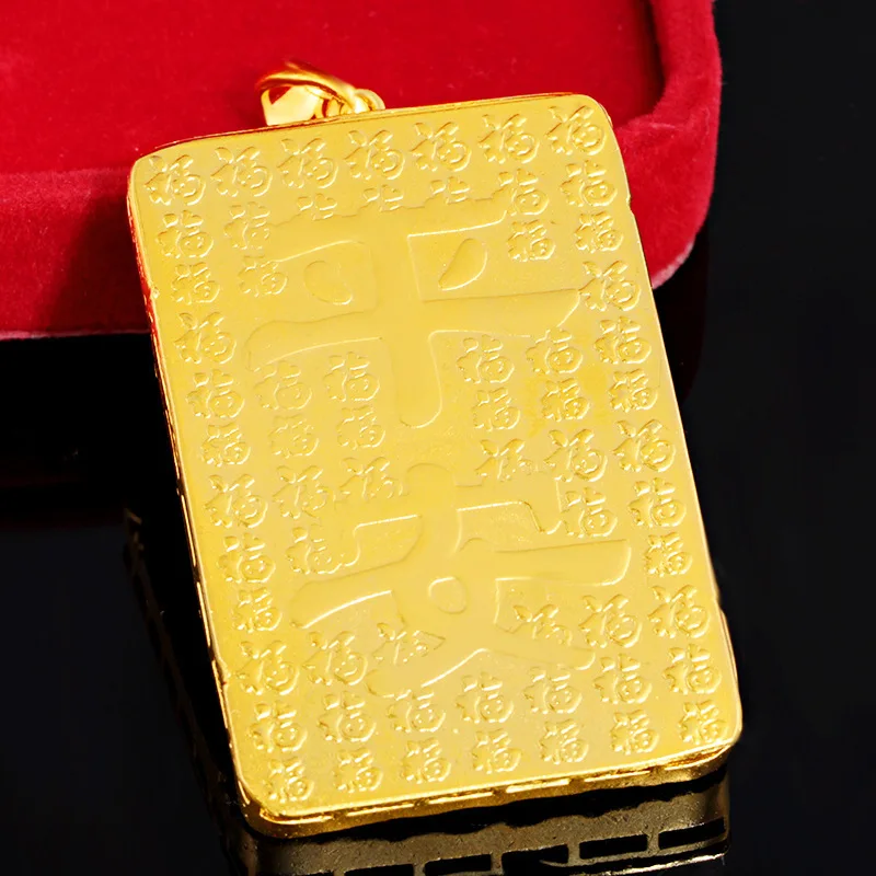 Geometry Tiger Totem Big Pendant With Rope Chain Yellow Gold Filled Classic Hip Hop Rock Mens Pendant Necklace Gift