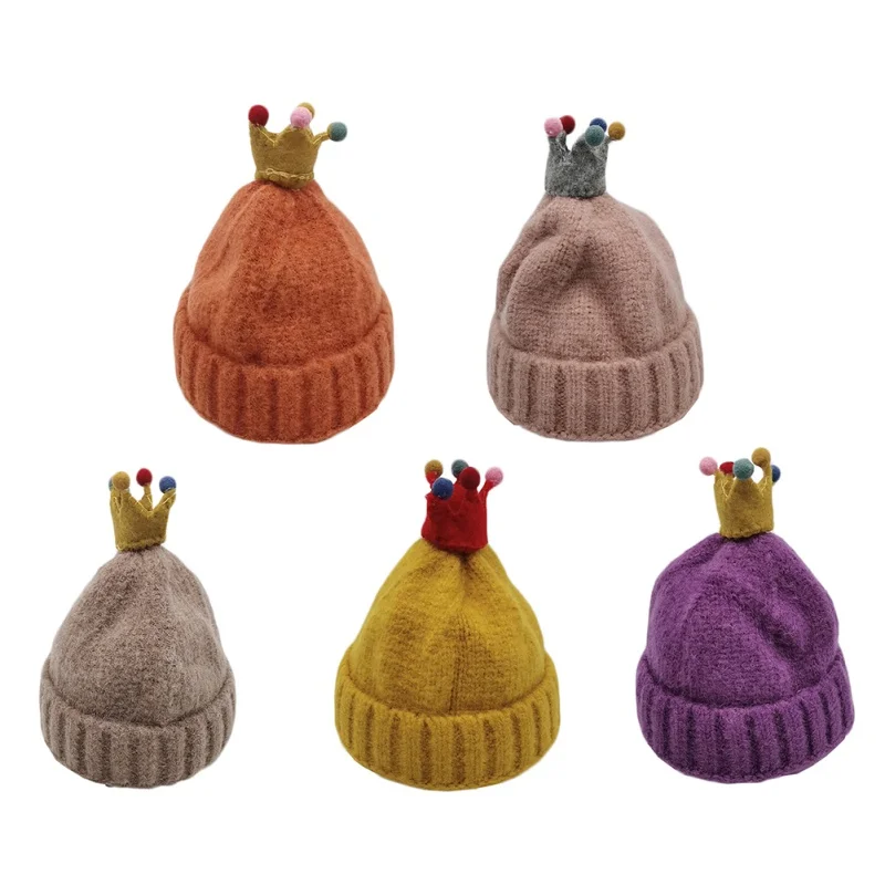 

Baby Cap Cartoon Crown Warm Wool Beanie Hat For Children Girls Boys Knitted Winter Toddler Candy Caps121